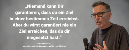 David McNally mit einem motivierenden Spruch